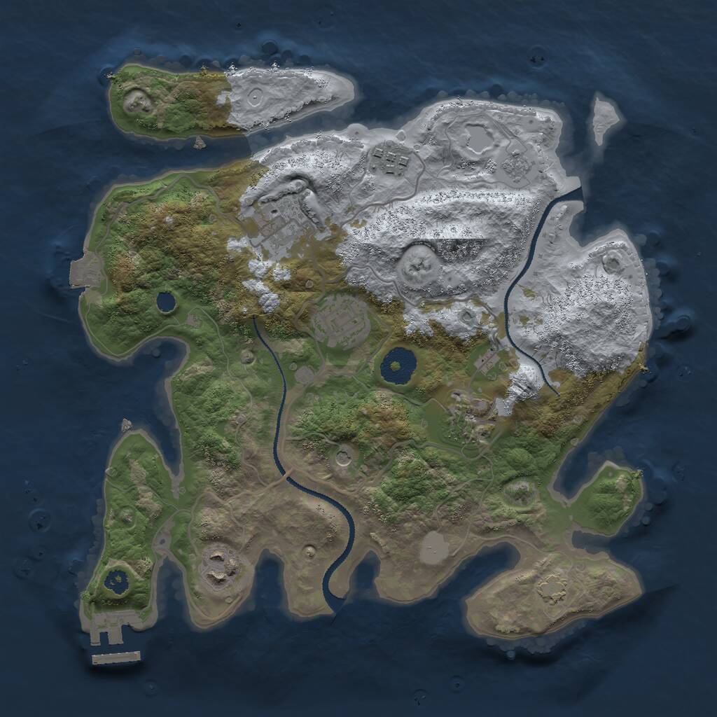 Rust Map: Procedural Map, Size: 3000, Seed: 119644, 10 Monuments
