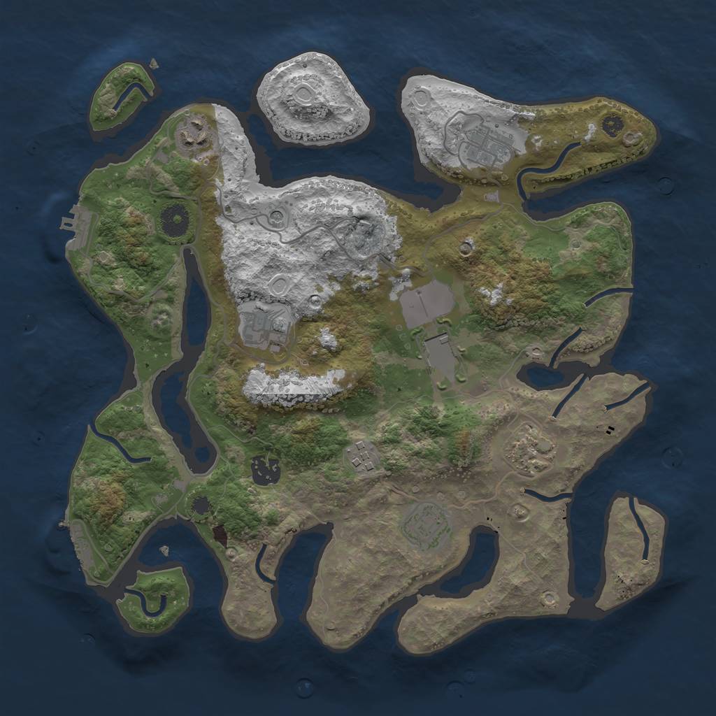 Rust Map: Procedural Map, Size: 3500, Seed: 356349876, 19 Monuments