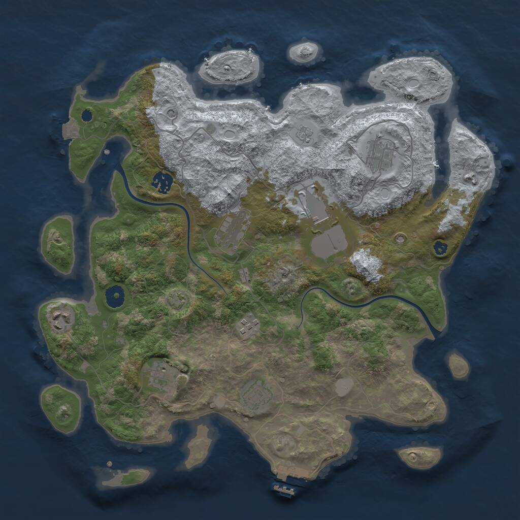 Rust Map: Procedural Map, Size: 3750, Seed: 5667005, 13 Monuments