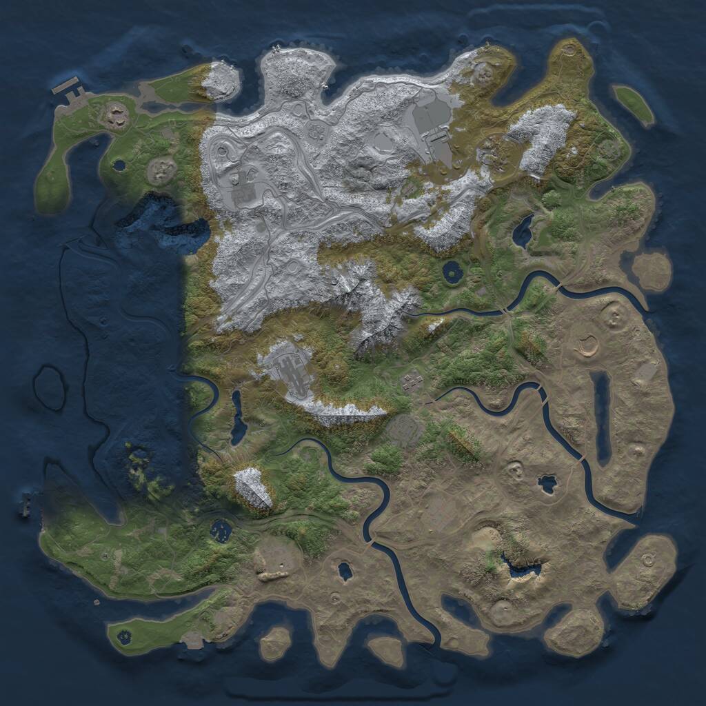 Rust Map: Procedural Map, Size: 5000, Seed: 436345, 17 Monuments