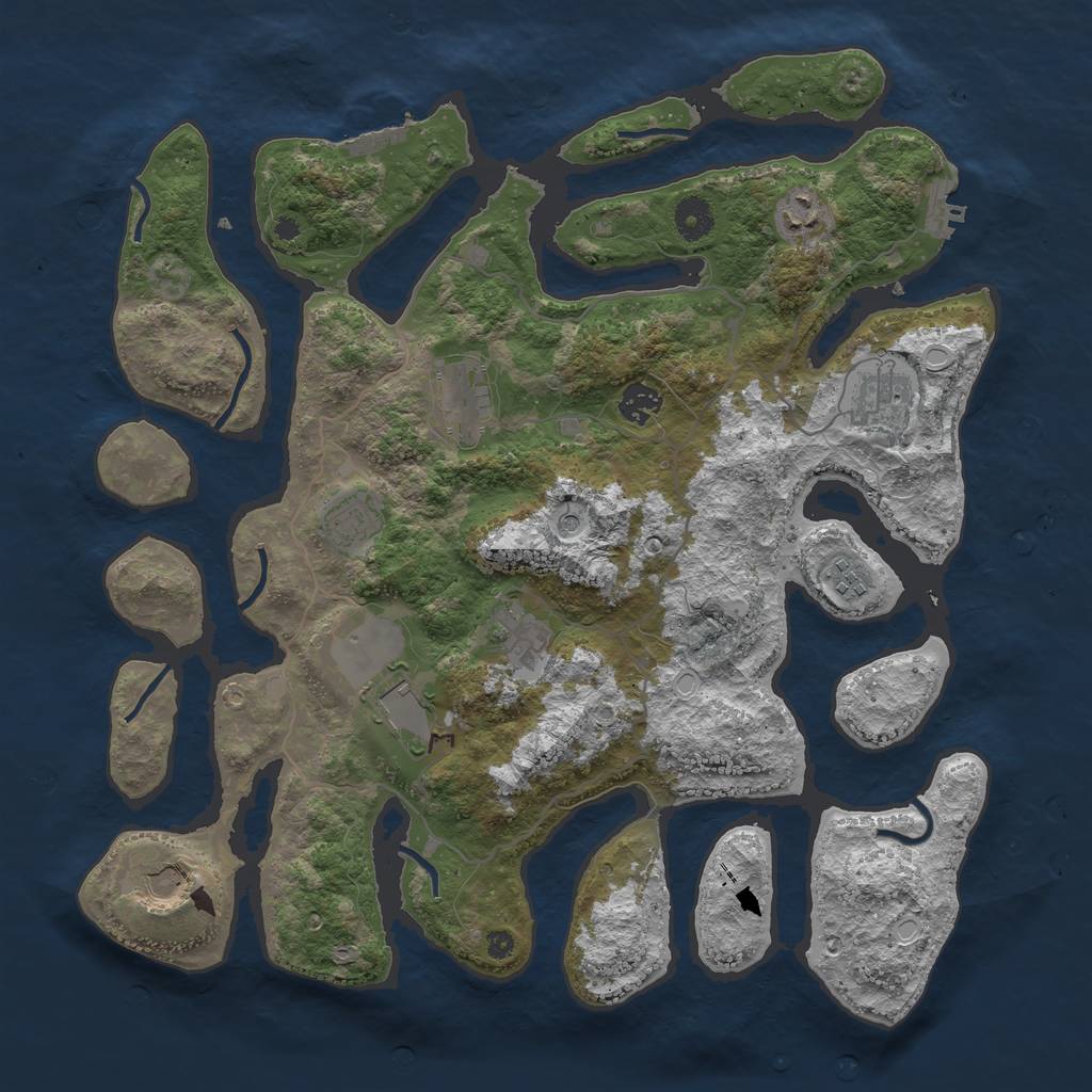 Rust Map: Procedural Map, Size: 4000, Seed: 2283444, 20 Monuments