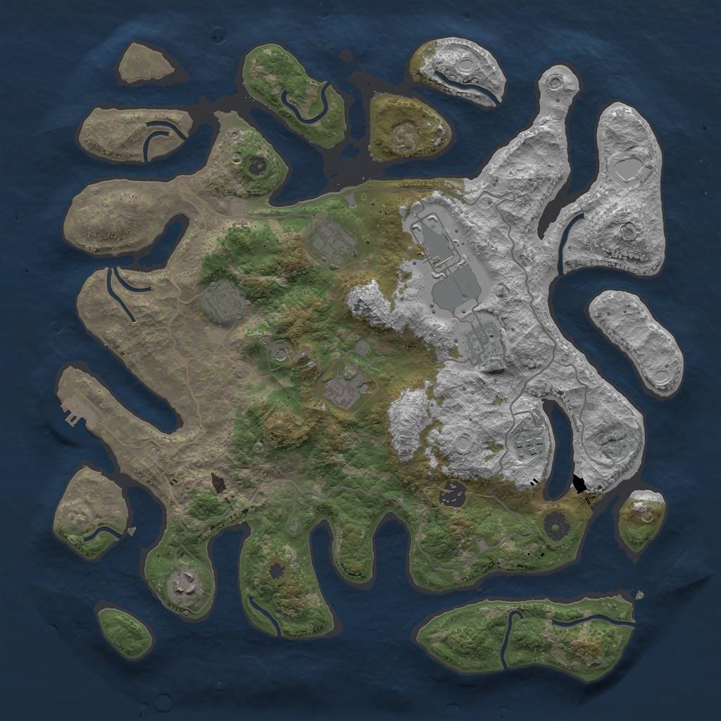 Rust Map: Procedural Map, Size: 4000, Seed: 72365478, 18 Monuments