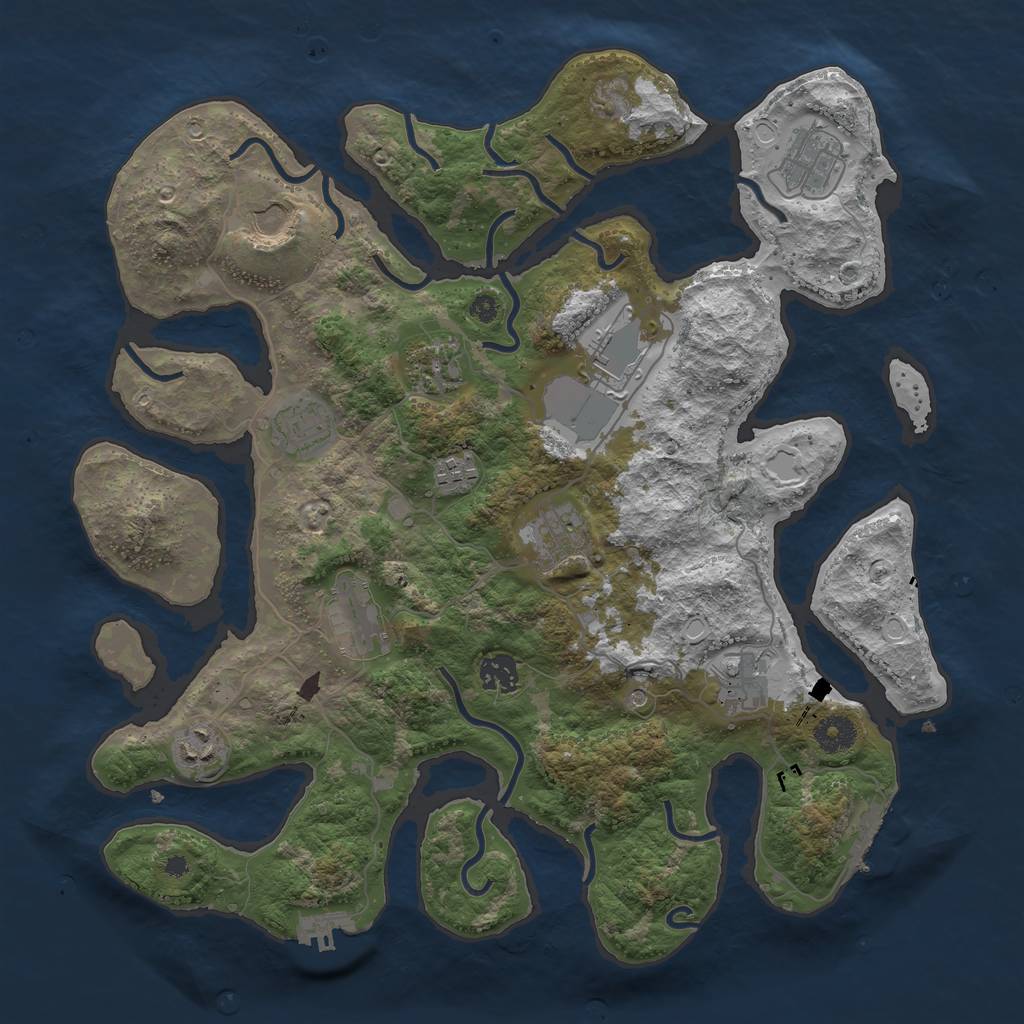 Rust Map: Procedural Map, Size: 3850, Seed: 629478798, 22 Monuments