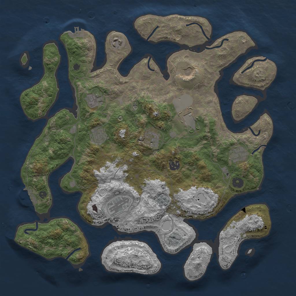 Rust Map: Procedural Map, Size: 4000, Seed: 215456211, 21 Monuments