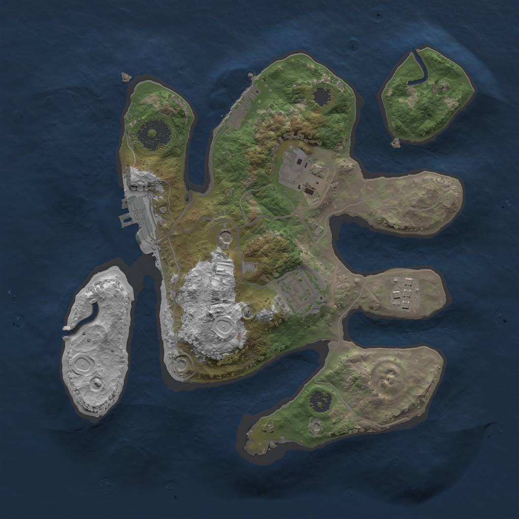 Rust Map: Procedural Map, Size: 2500, Seed: 53105, 14 Monuments