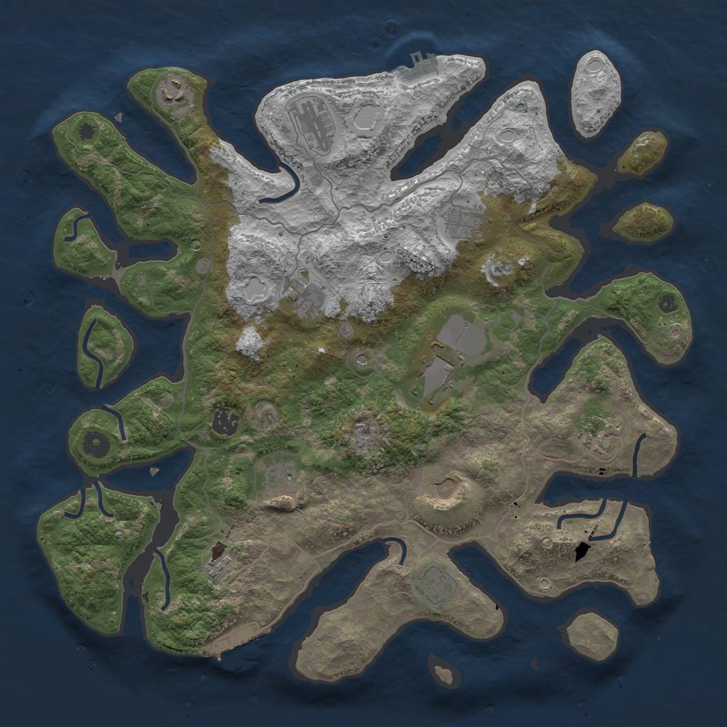 Rust Map: Procedural Map, Size: 4096, Seed: 4711, 22 Monuments