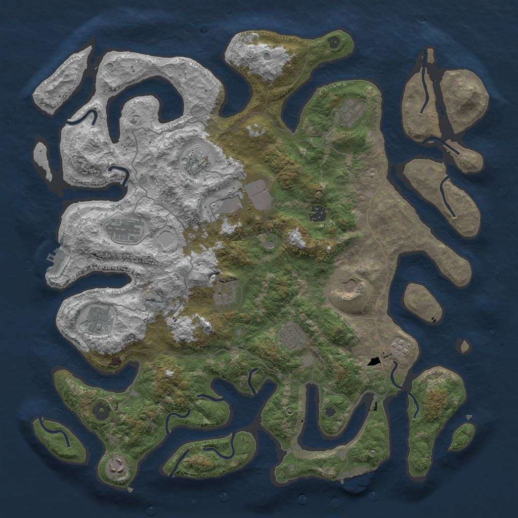 Rust Map: Procedural Map, Size: 4500, Seed: 654984321, 22 Monuments