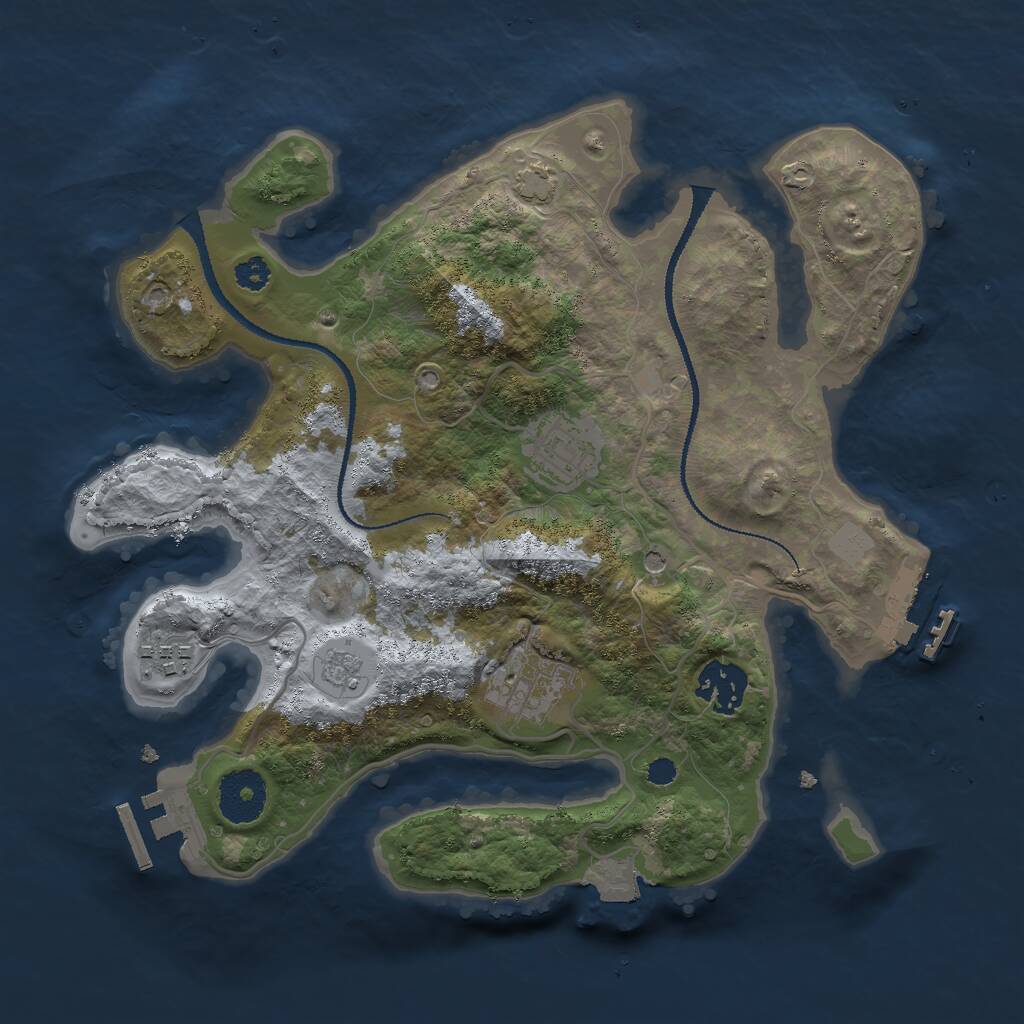 Rust Map: Procedural Map, Size: 3000, Seed: 761669, 10 Monuments