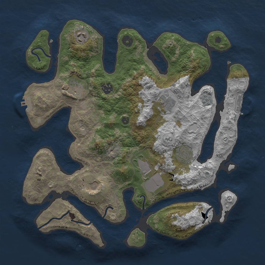Rust Map: Procedural Map, Size: 3600, Seed: 1169927563, 19 Monuments