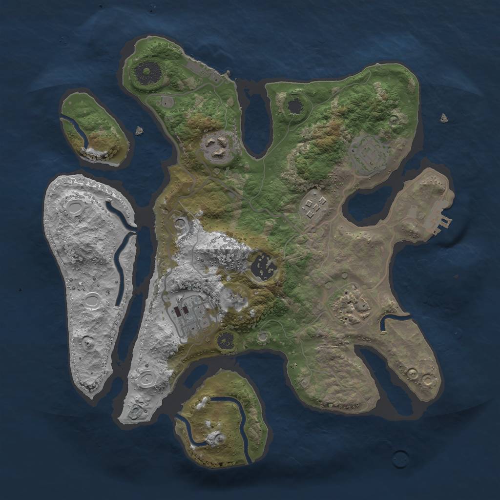 Rust Map: Procedural Map, Size: 3000, Seed: 543, 17 Monuments