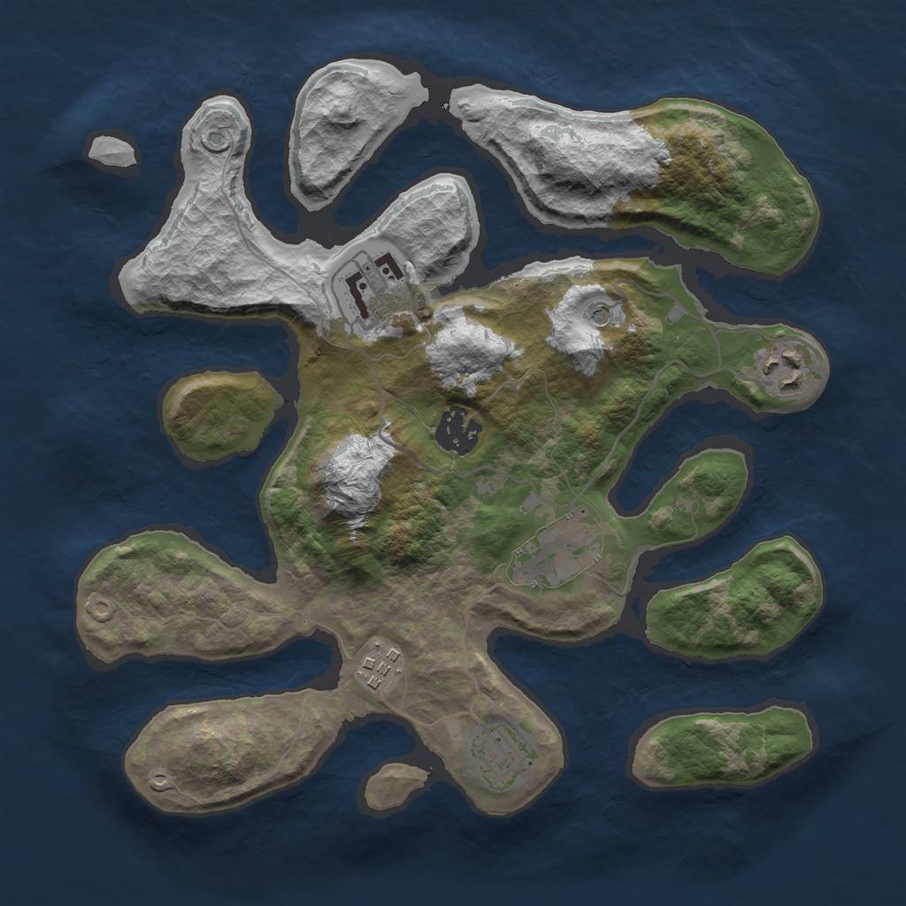 Rust Map: Barren, Size: 3000, Seed: 207, 9 Monuments