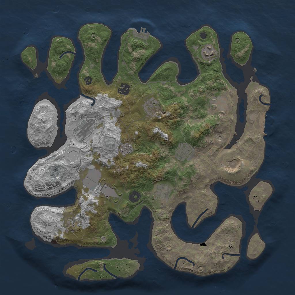 Rust Map: Procedural Map, Size: 3750, Seed: 1196504736, 22 Monuments