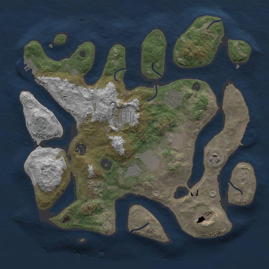 Rust Map: Procedural Map, Size: 3500, Seed: 304654914, 19 Monuments