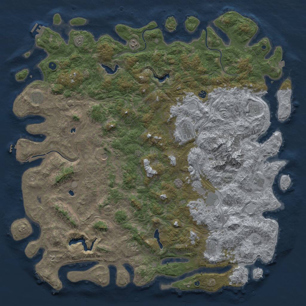 Rust Map: Procedural Map, Size: 6000, Seed: 104951135, 17 Monuments