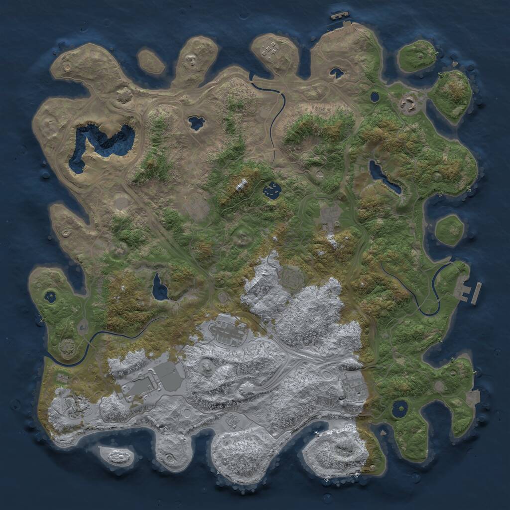 Rust Map: Procedural Map, Size: 4500, Seed: 651297768, 16 Monuments
