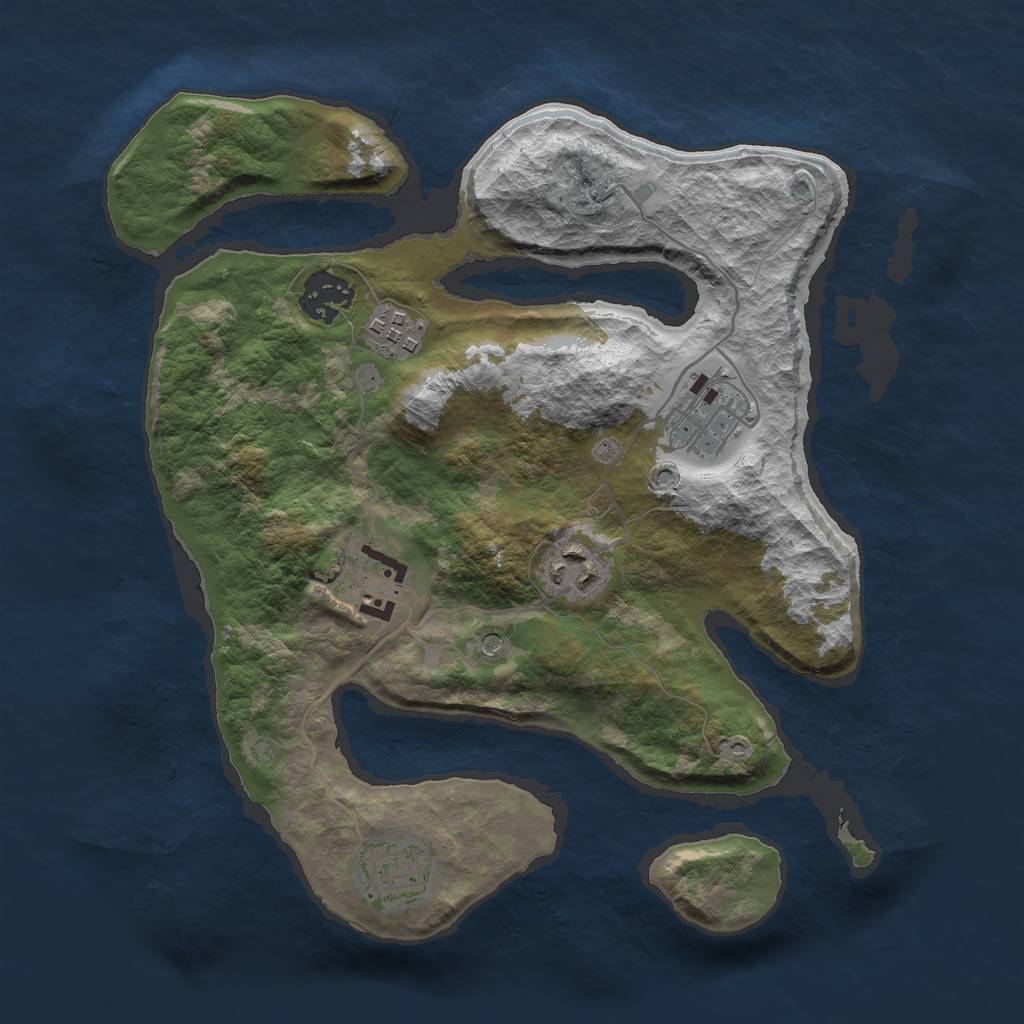 Rust Map: Barren, Size: 3000, Seed: 1958202489, 9 Monuments