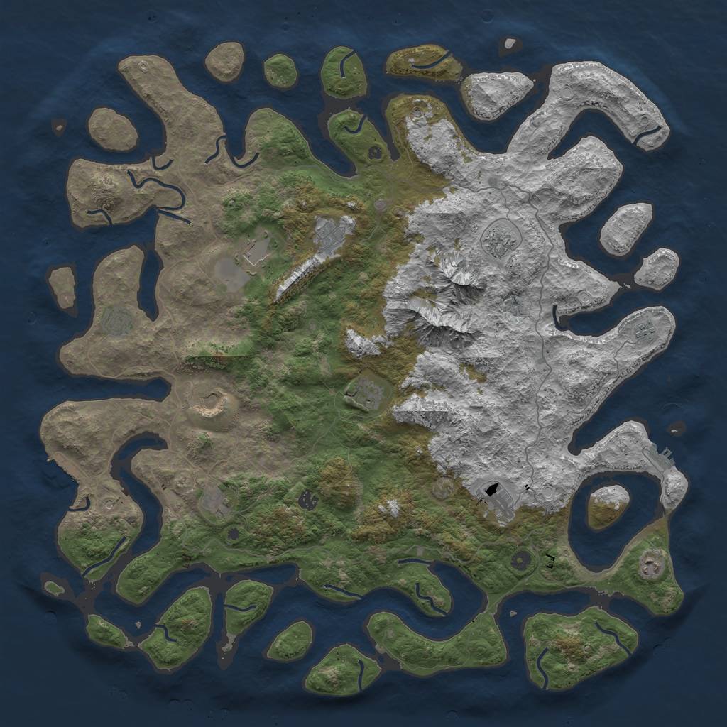Rust Map: Procedural Map, Size: 5500, Seed: 474701200, 22 Monuments