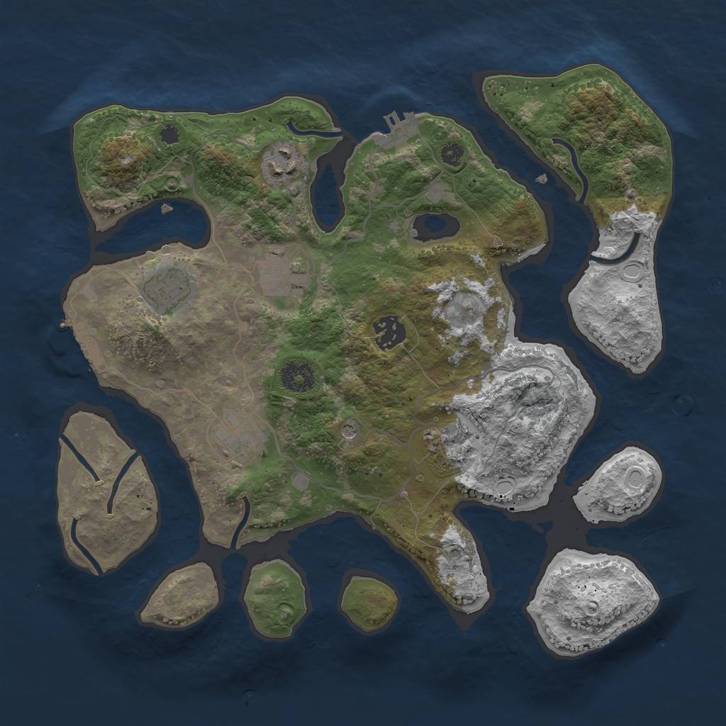 Rust Map: Procedural Map, Size: 3300, Seed: 2011, 17 Monuments