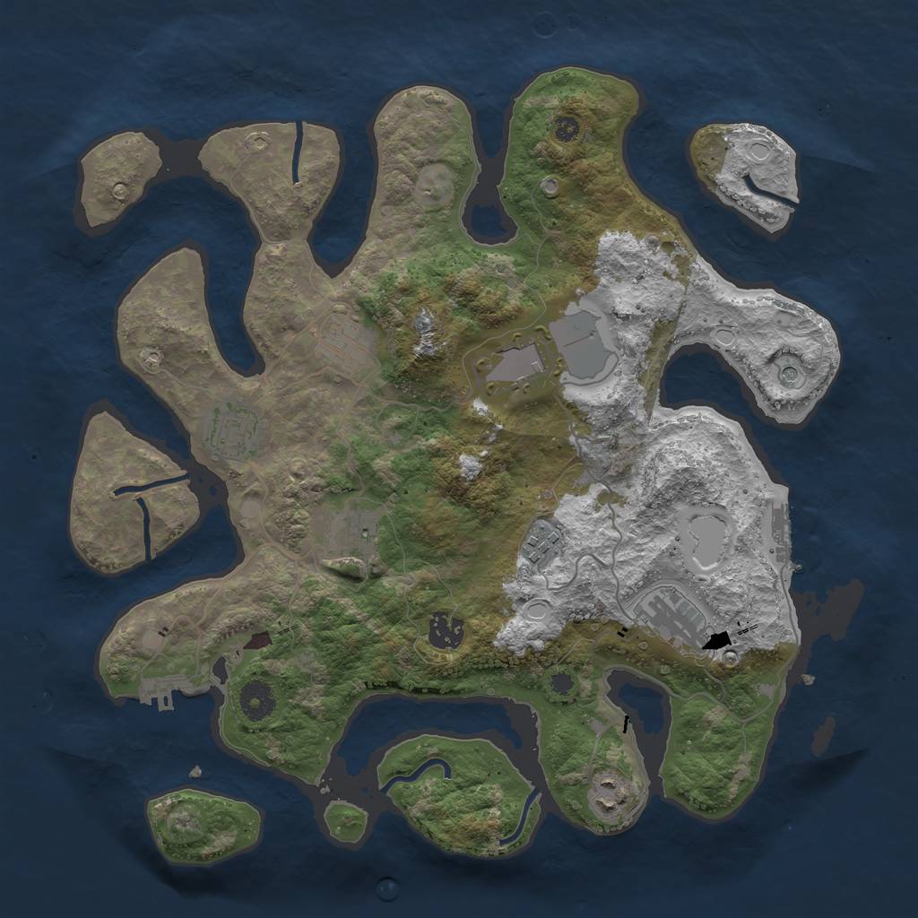 Rust Map: Procedural Map, Size: 3700, Seed: 1506271367, 19 Monuments