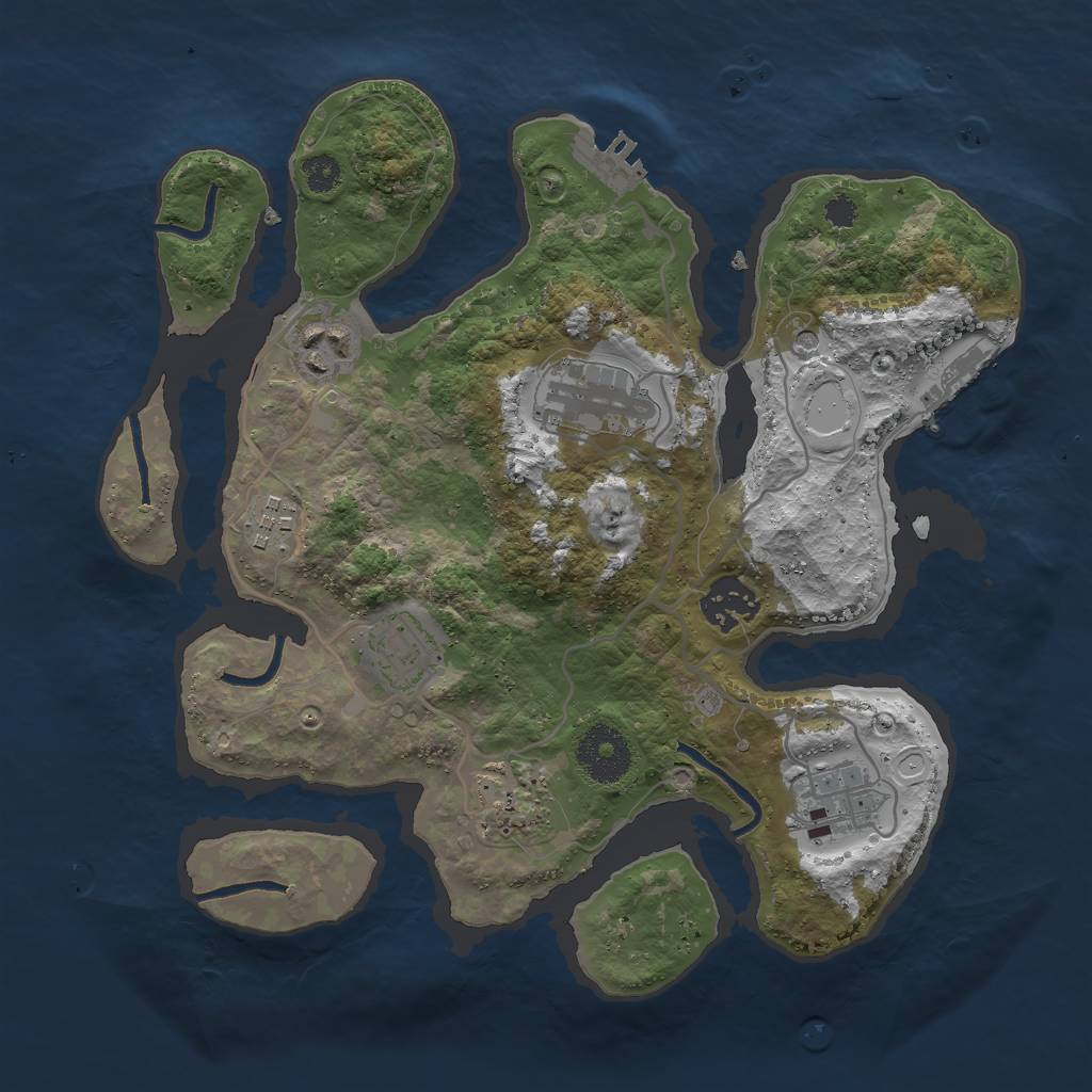 Rust Map: Procedural Map, Size: 3000, Seed: 1828781203, 18 Monuments