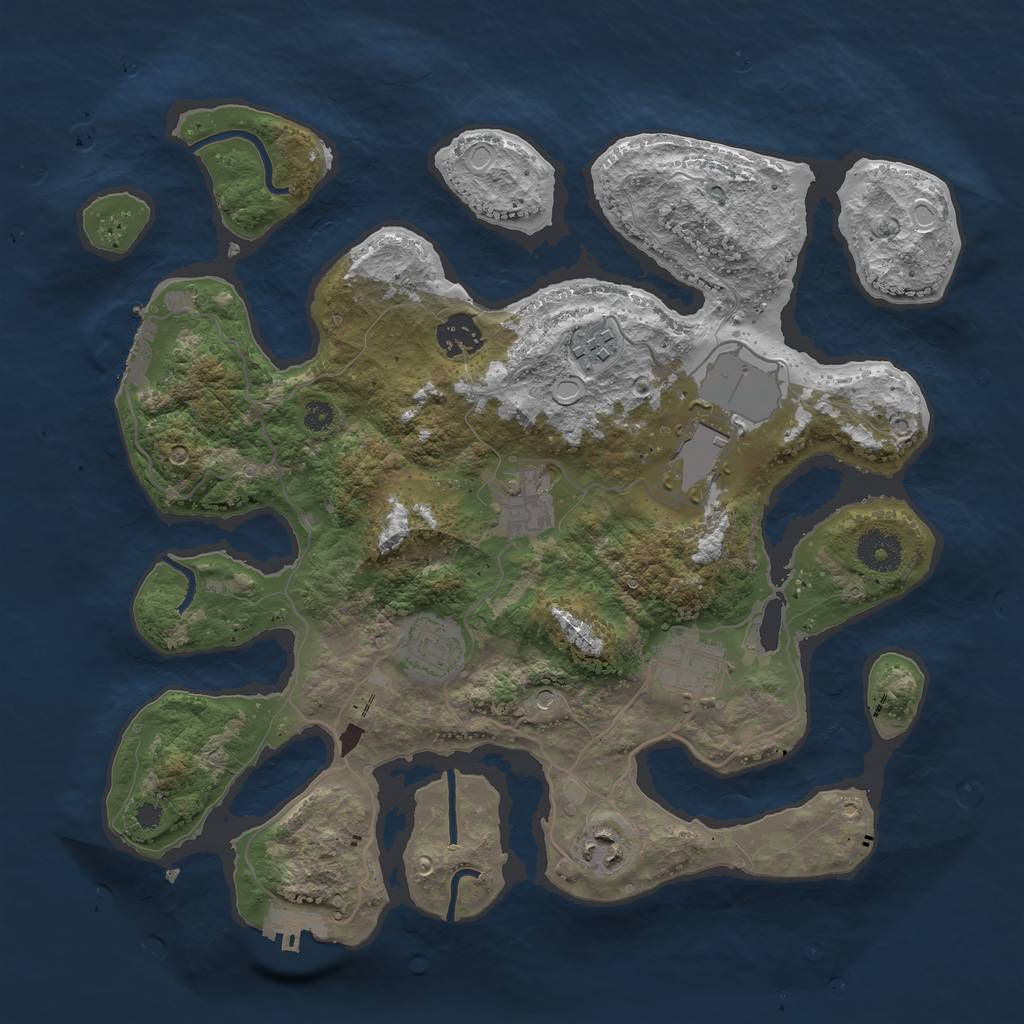 Rust Map: Procedural Map, Size: 3500, Seed: 1285465149, 18 Monuments