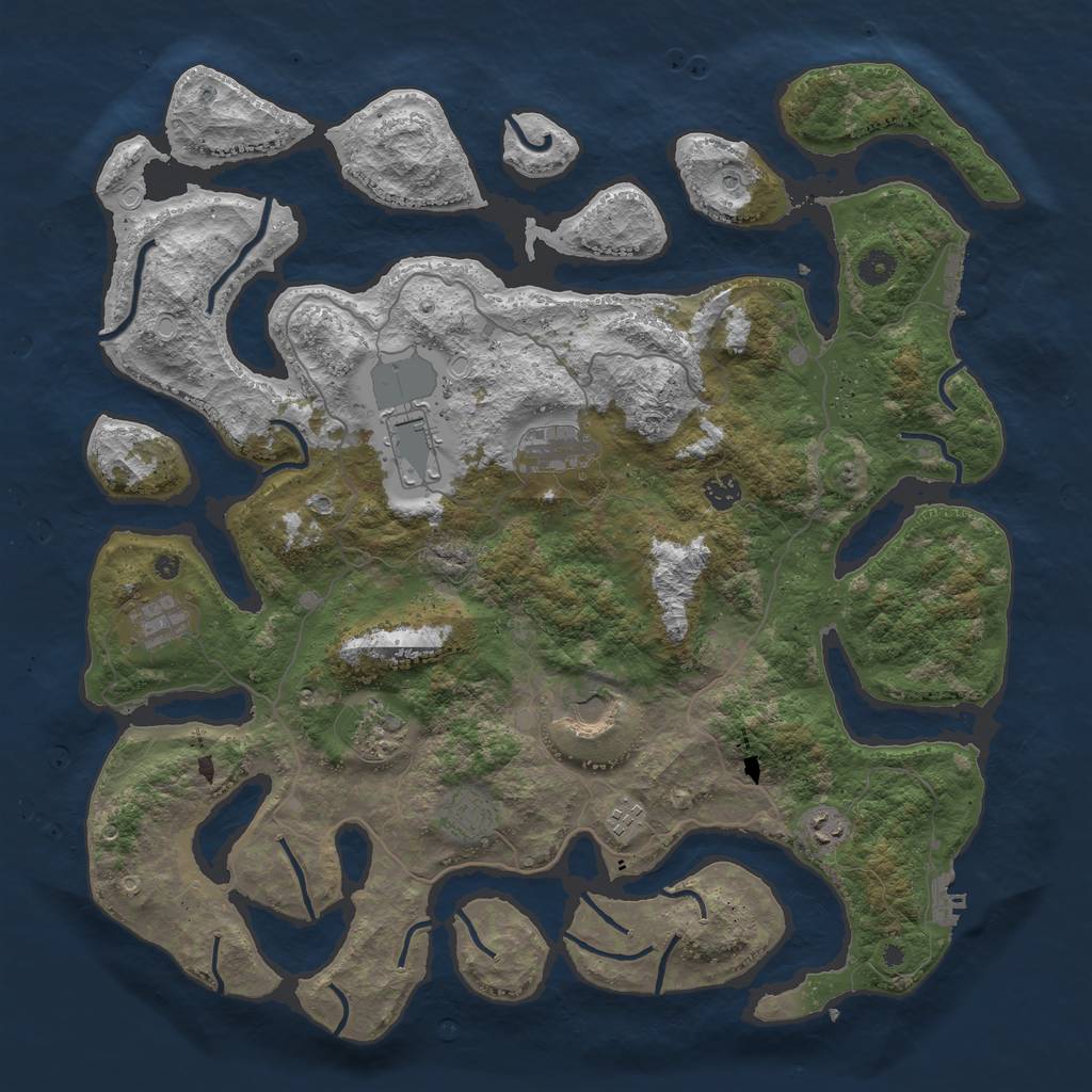 Rust Map: Procedural Map, Size: 4500, Seed: 1907747540, 20 Monuments