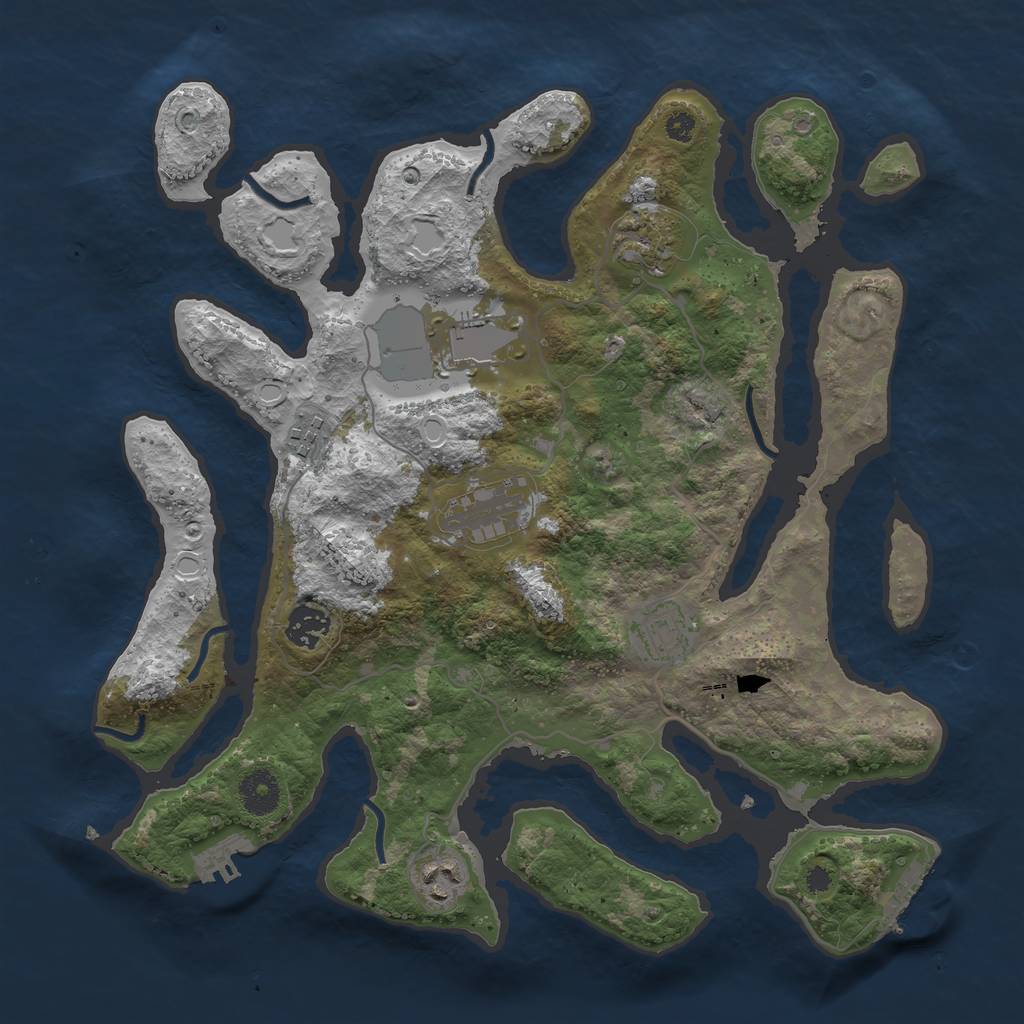 Rust Map: Procedural Map, Size: 3600, Seed: 2141166960, 17 Monuments