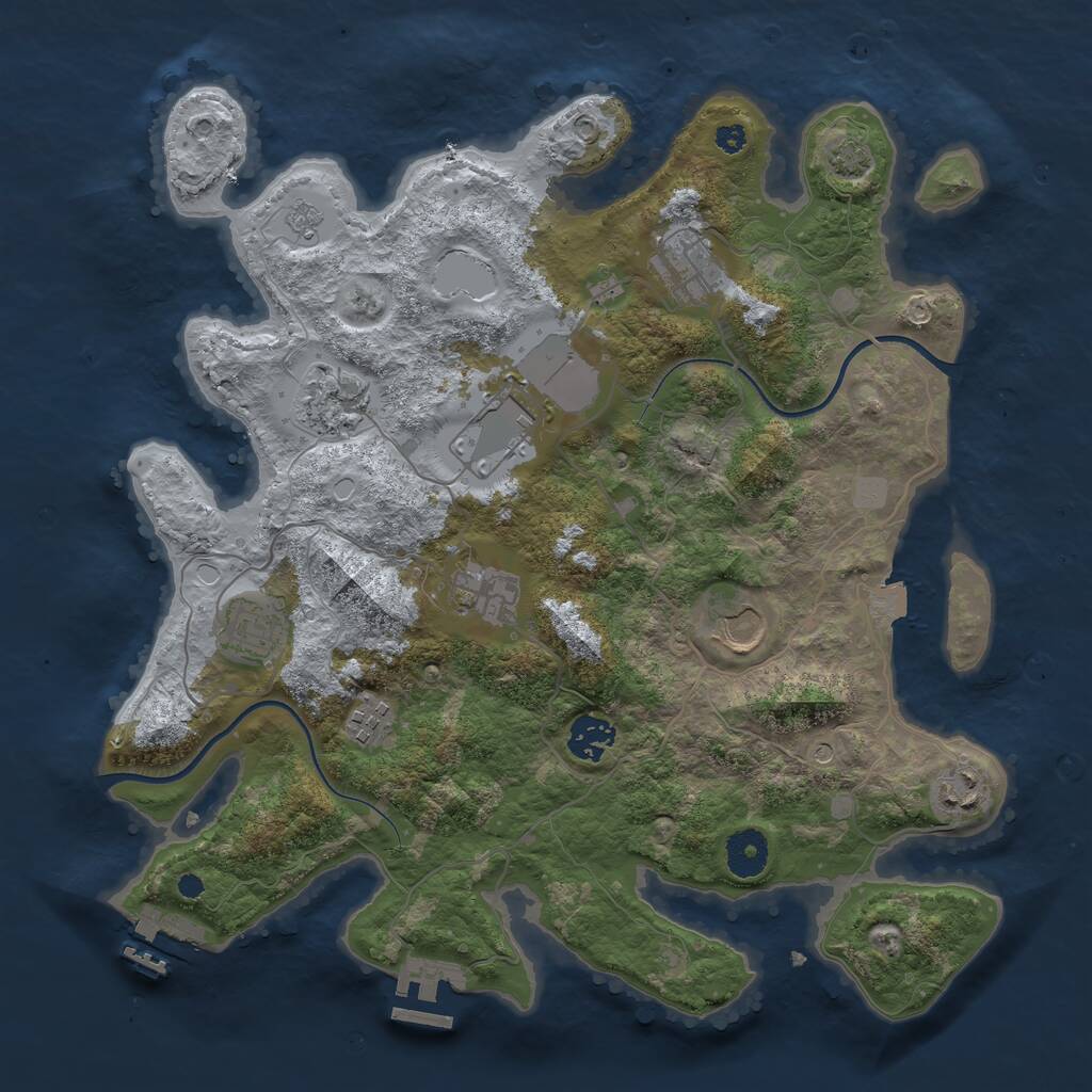 Rust Map: Procedural Map, Size: 3600, Seed: 2141166960, 15 Monuments