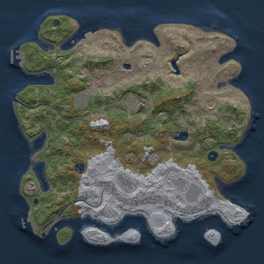 Rust Map: Procedural Map, Size: 4000, Seed: 6544, 14 Monuments