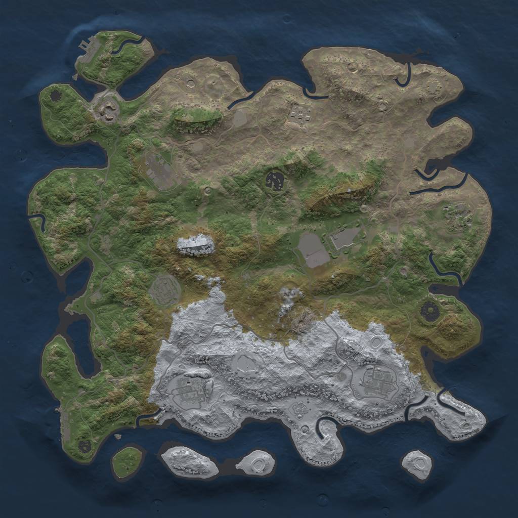 Rust Map: Procedural Map, Size: 4000, Seed: 6544, 17 Monuments