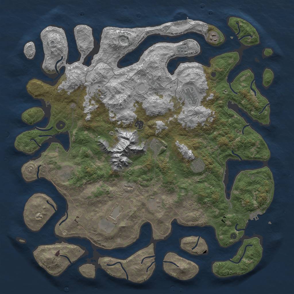 Rust Map: Procedural Map, Size: 5000, Seed: 589236625, 21 Monuments