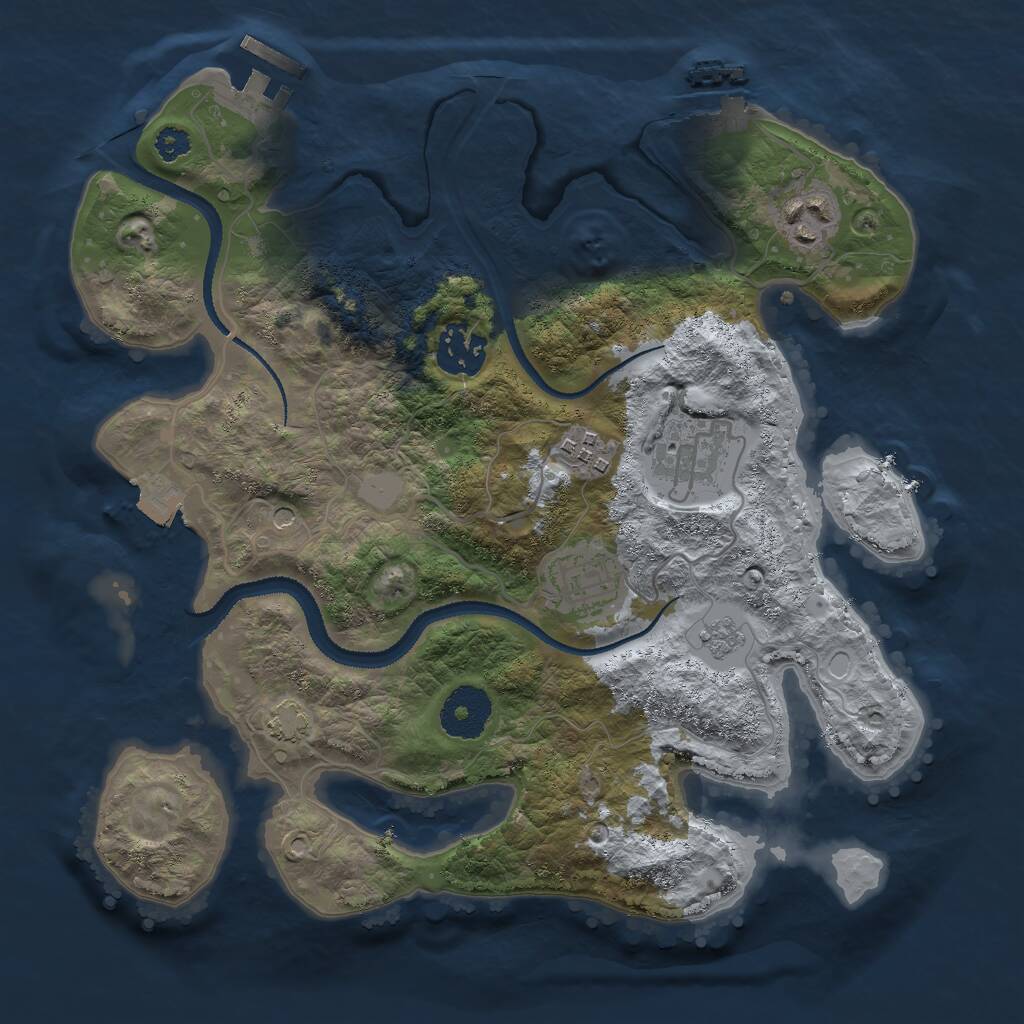 Rust Map: Procedural Map, Size: 3000, Seed: 826572, 11 Monuments