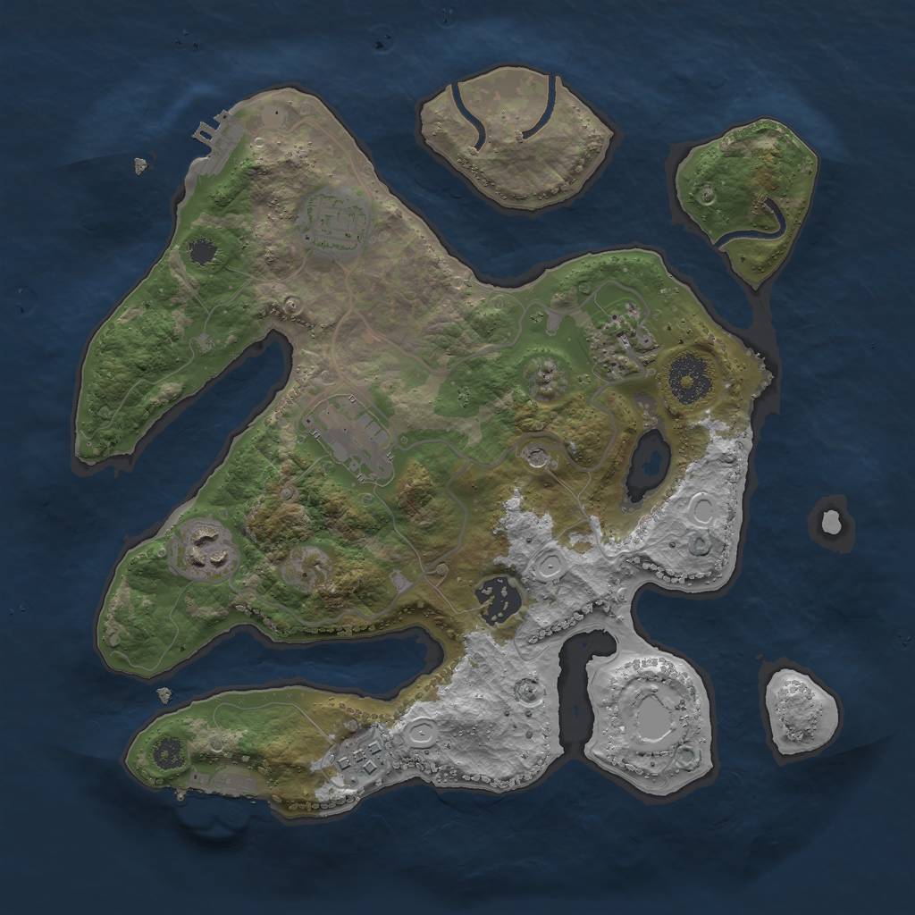 Rust Map: Procedural Map, Size: 3000, Seed: 1305654387, 17 Monuments