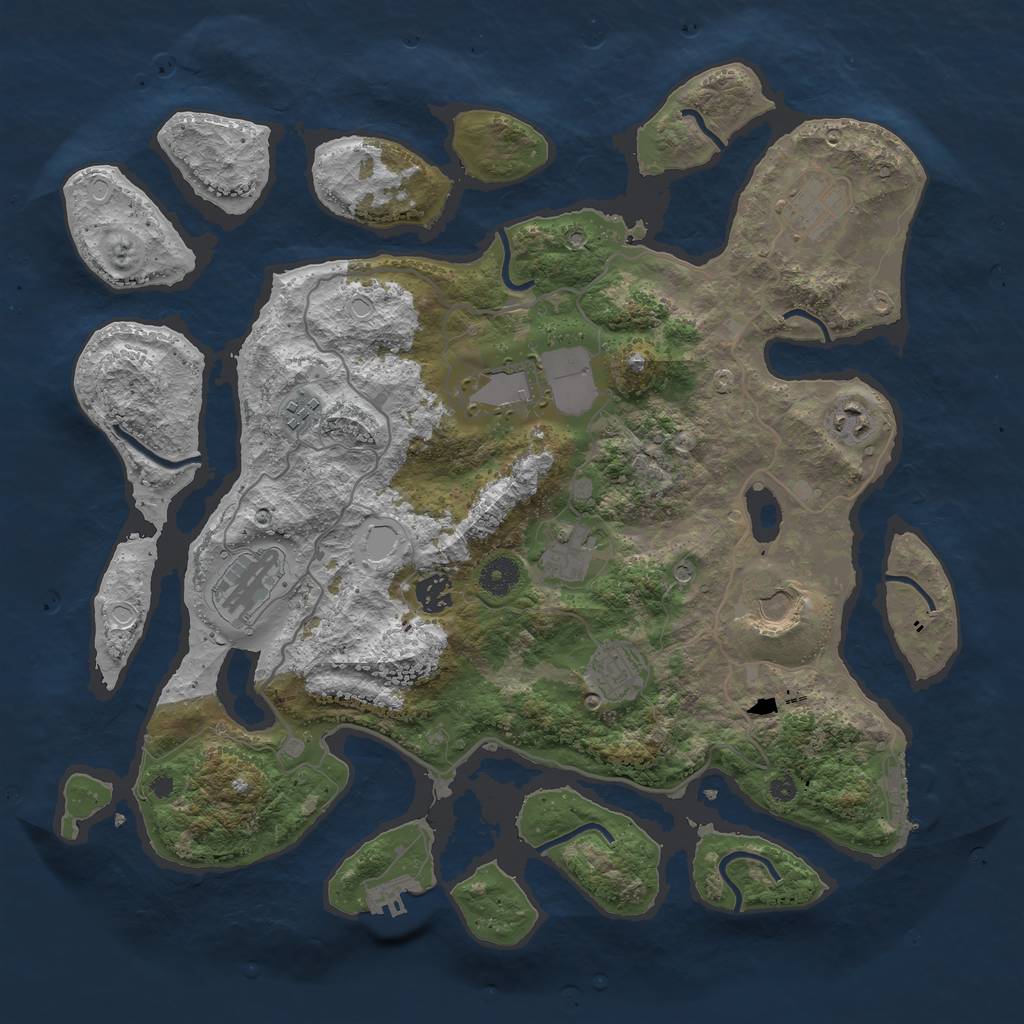Rust Map: Procedural Map, Size: 4000, Seed: 1371856885, 20 Monuments