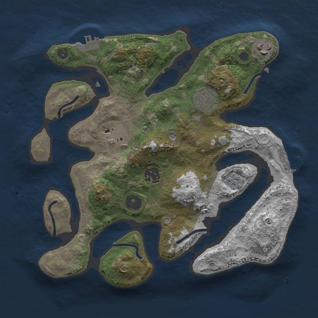 Rust Map: Procedural Map, Size: 3000, Seed: 231213, 16 Monuments