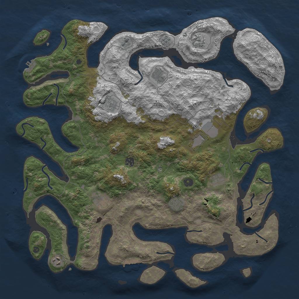 Rust Map: Procedural Map, Size: 4800, Seed: 1878558413, 21 Monuments
