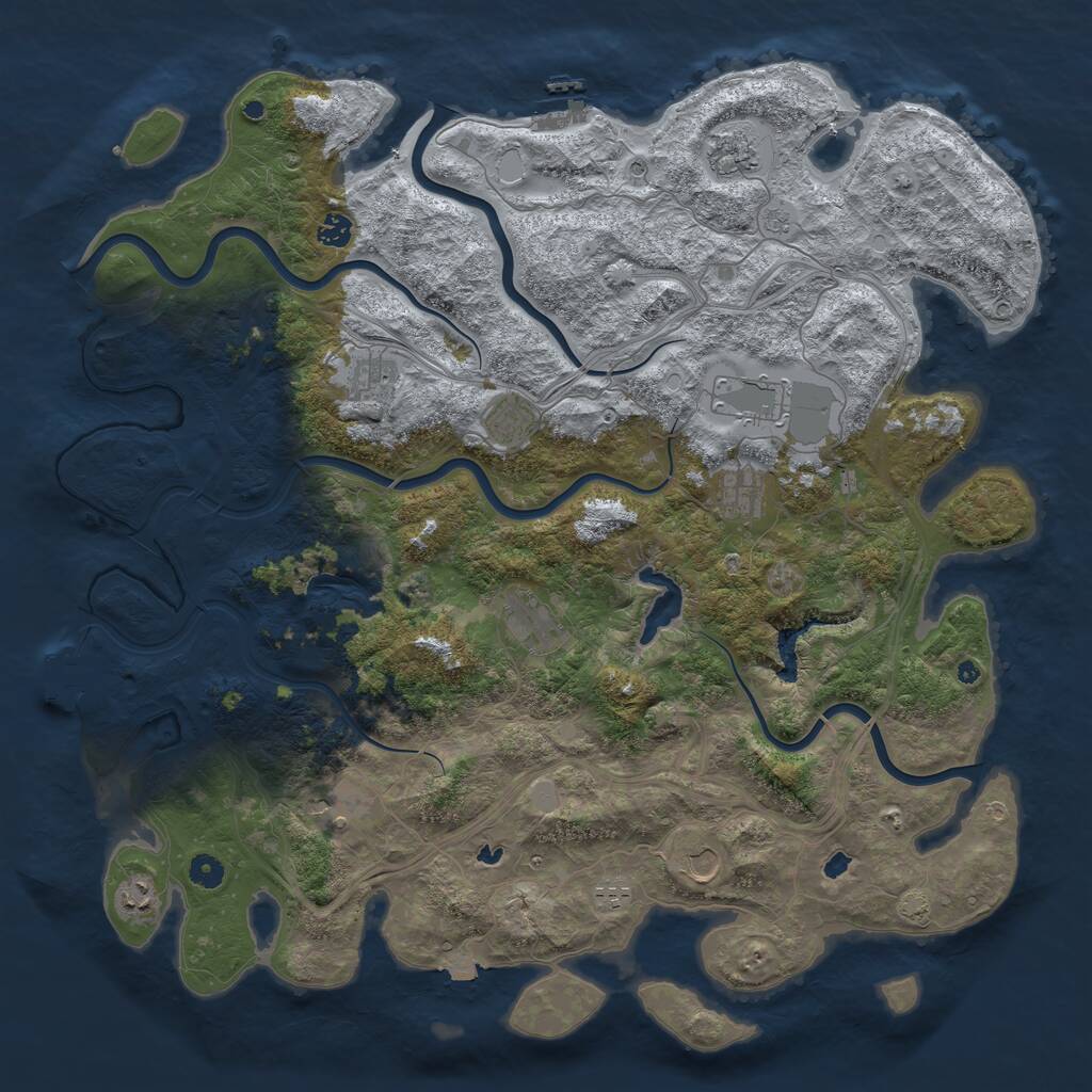 Rust Map: Procedural Map, Size: 4800, Seed: 1878558413, 17 Monuments