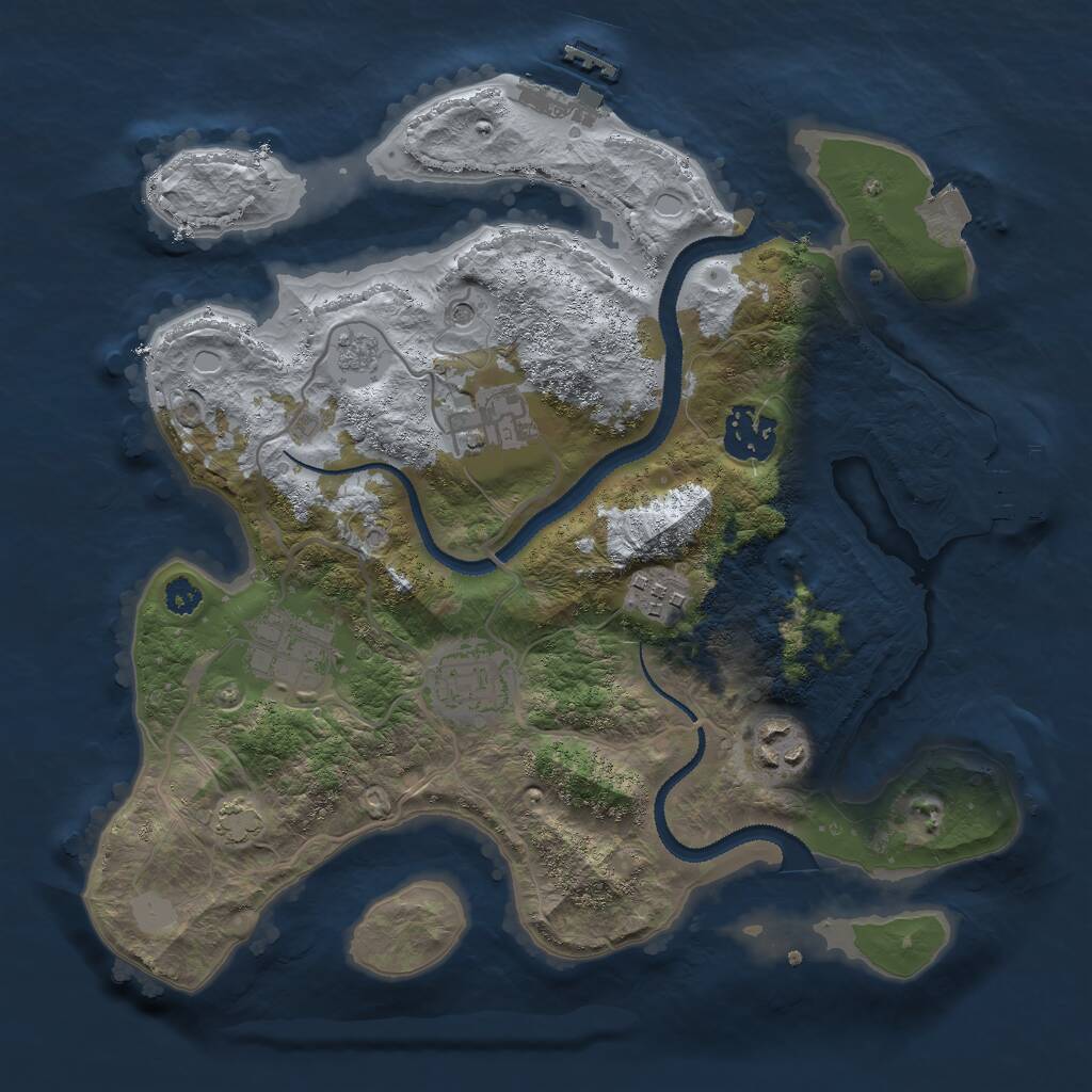 Rust Map: Procedural Map, Size: 3000, Seed: 1418313, 12 Monuments