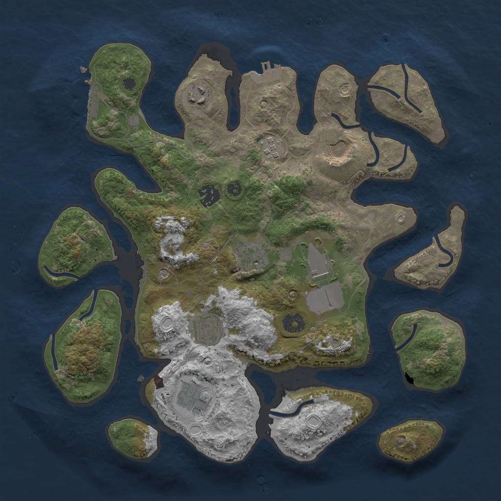 Rust Map: Procedural Map, Size: 3500, Seed: 456663, 19 Monuments