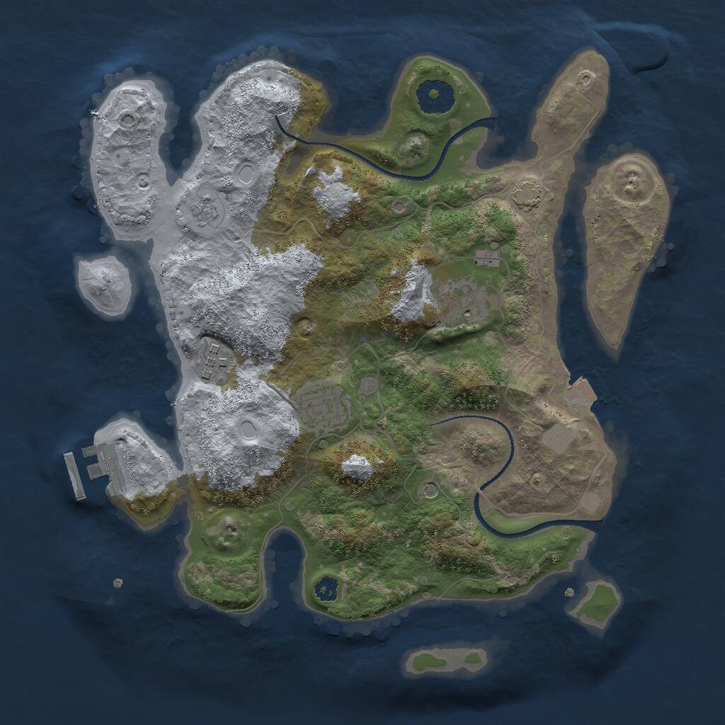 Rust Map: Procedural Map, Size: 3000, Seed: 443, 8 Monuments