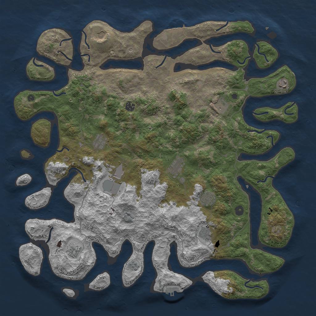 Rust Map: Procedural Map, Size: 4992, Seed: 2007143630, 22 Monuments