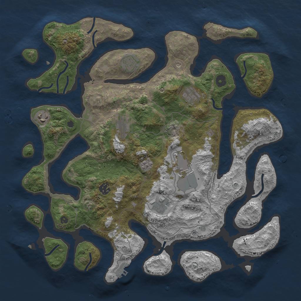 Rust Map: Procedural Map, Size: 4000, Seed: 20021223, 18 Monuments
