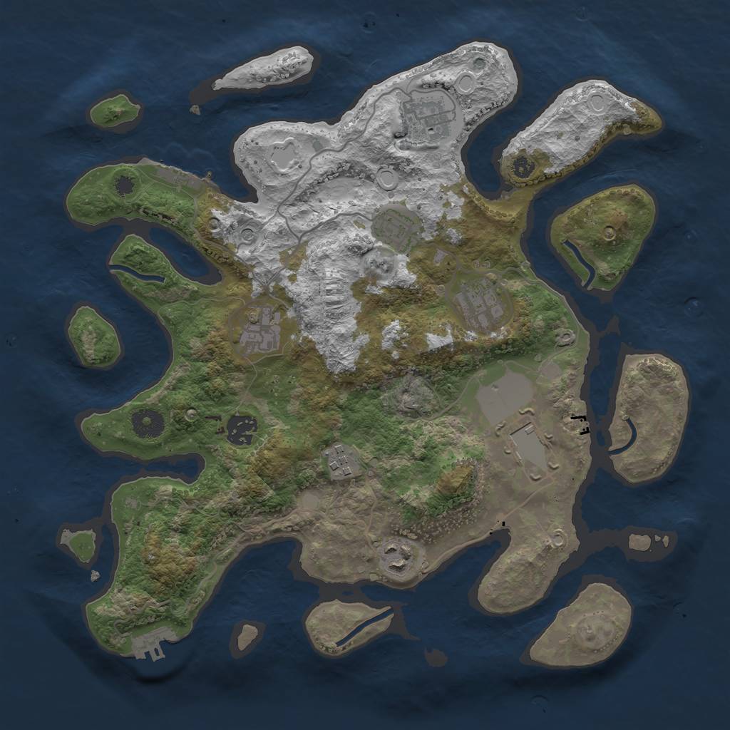 Rust Map: Procedural Map, Size: 3500, Seed: 707186438, 19 Monuments