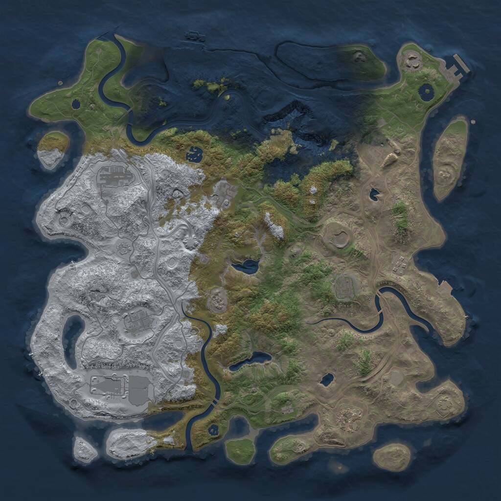 Rust Map: Procedural Map, Size: 4500, Seed: 152160083, 17 Monuments