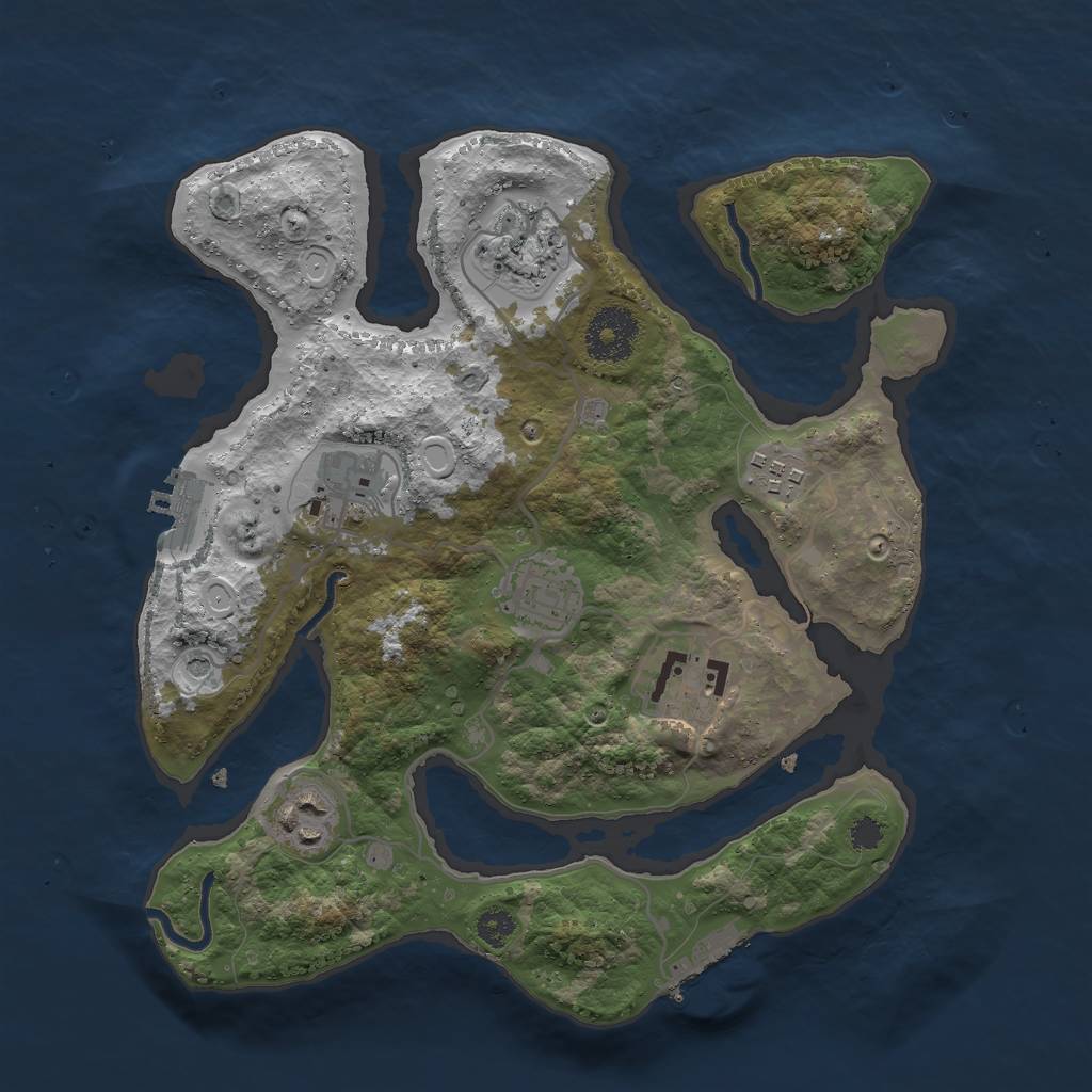 Rust Map: Procedural Map, Size: 3000, Seed: 560847647, 17 Monuments