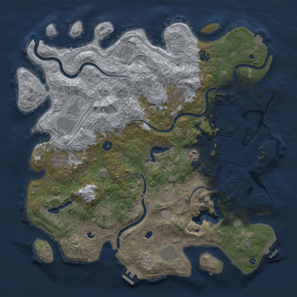 Rust Map: Procedural Map, Size: 4500, Seed: 126814, 16 Monuments