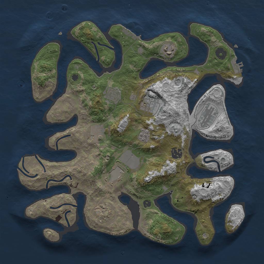 Rust Map: Procedural Map, Size: 3500, Seed: 281595040, 20 Monuments