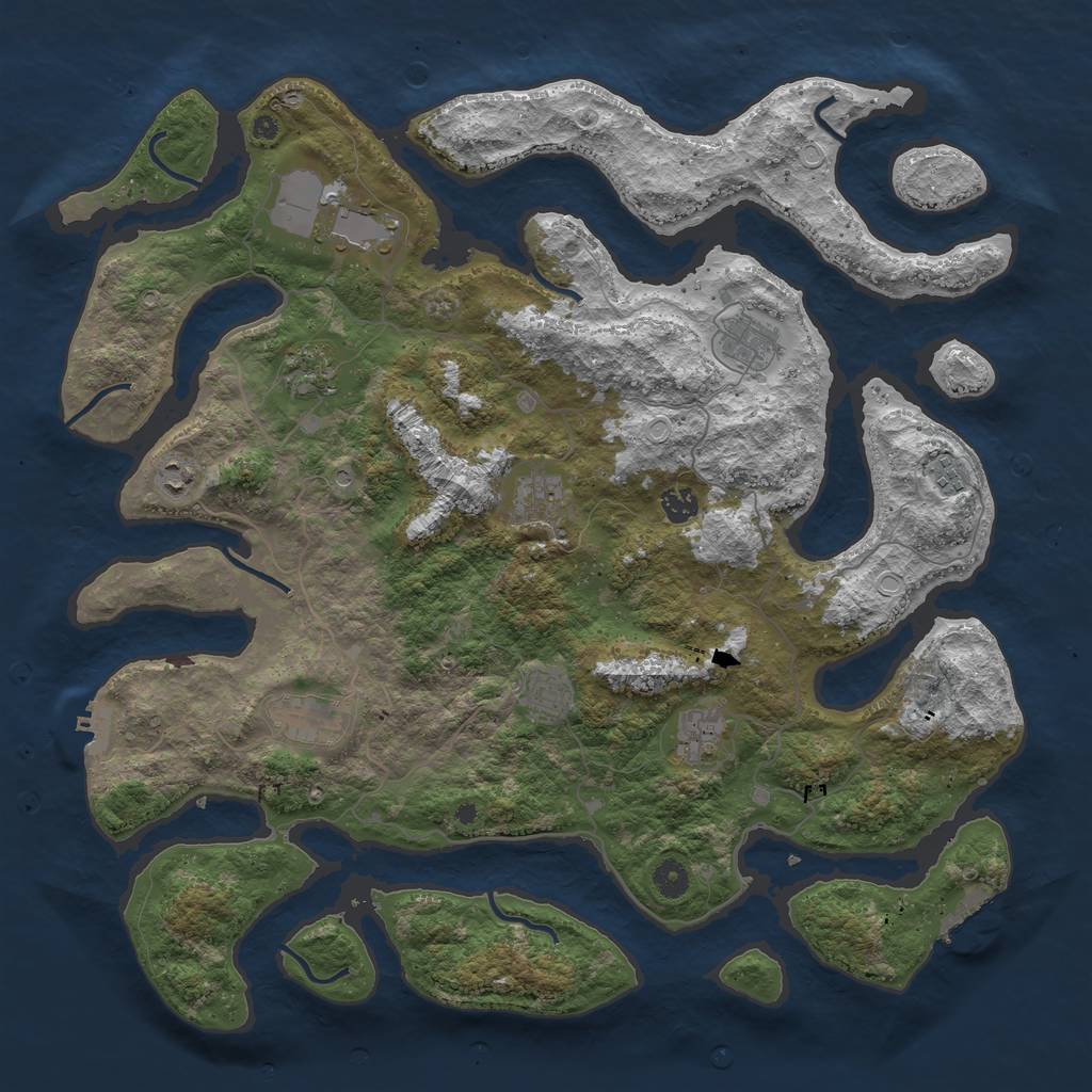 Rust Map: Procedural Map, Size: 4500, Seed: 1025103, 21 Monuments