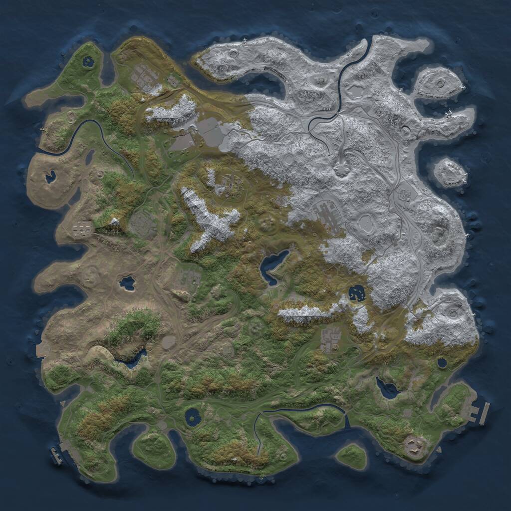 Rust Map: Procedural Map, Size: 4500, Seed: 1025103, 16 Monuments