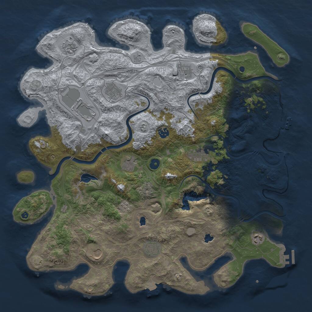 Rust Map: Procedural Map, Size: 4500, Seed: 4848, 17 Monuments